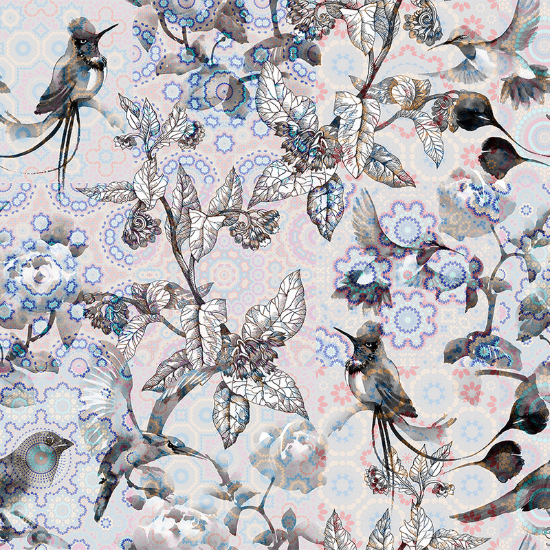 Papier peint Nature Design style collage - gris, blanc
