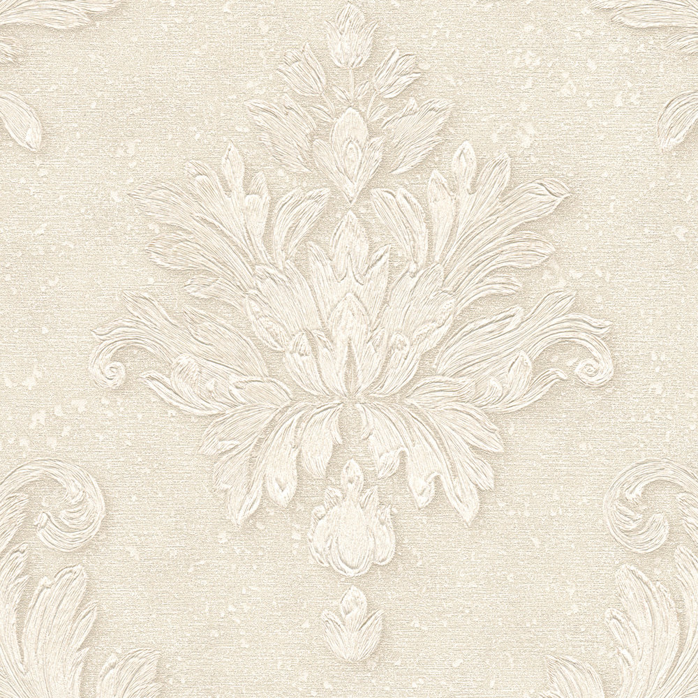             Designer wallpaper floral ornaments & metallic effect - bronze, cream
        