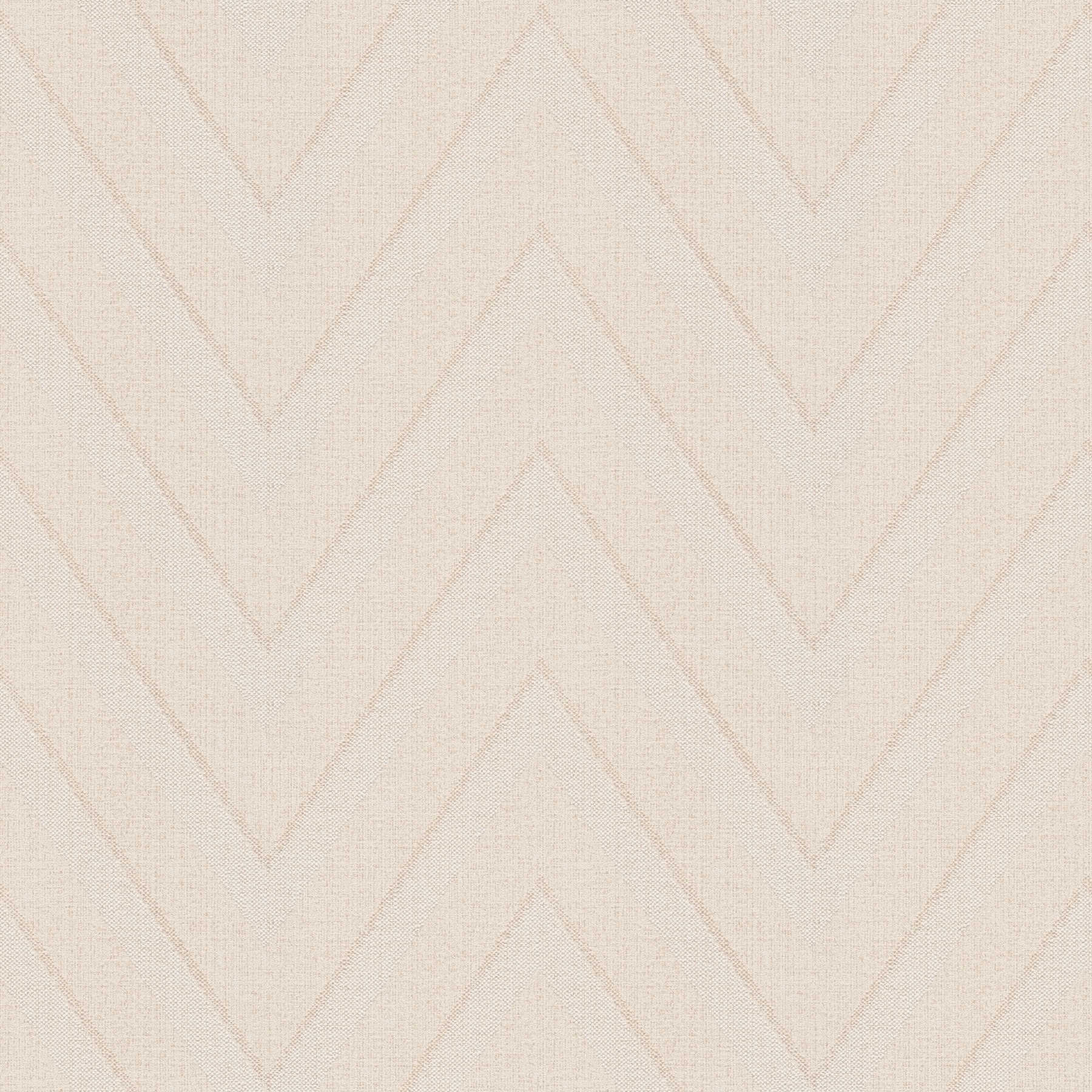         Wallpaper zigzag pattern & linen look - beige, brown
    
