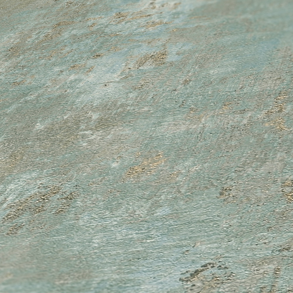             Non-woven wallpaper in rust look with accents - green, blue, gold
        