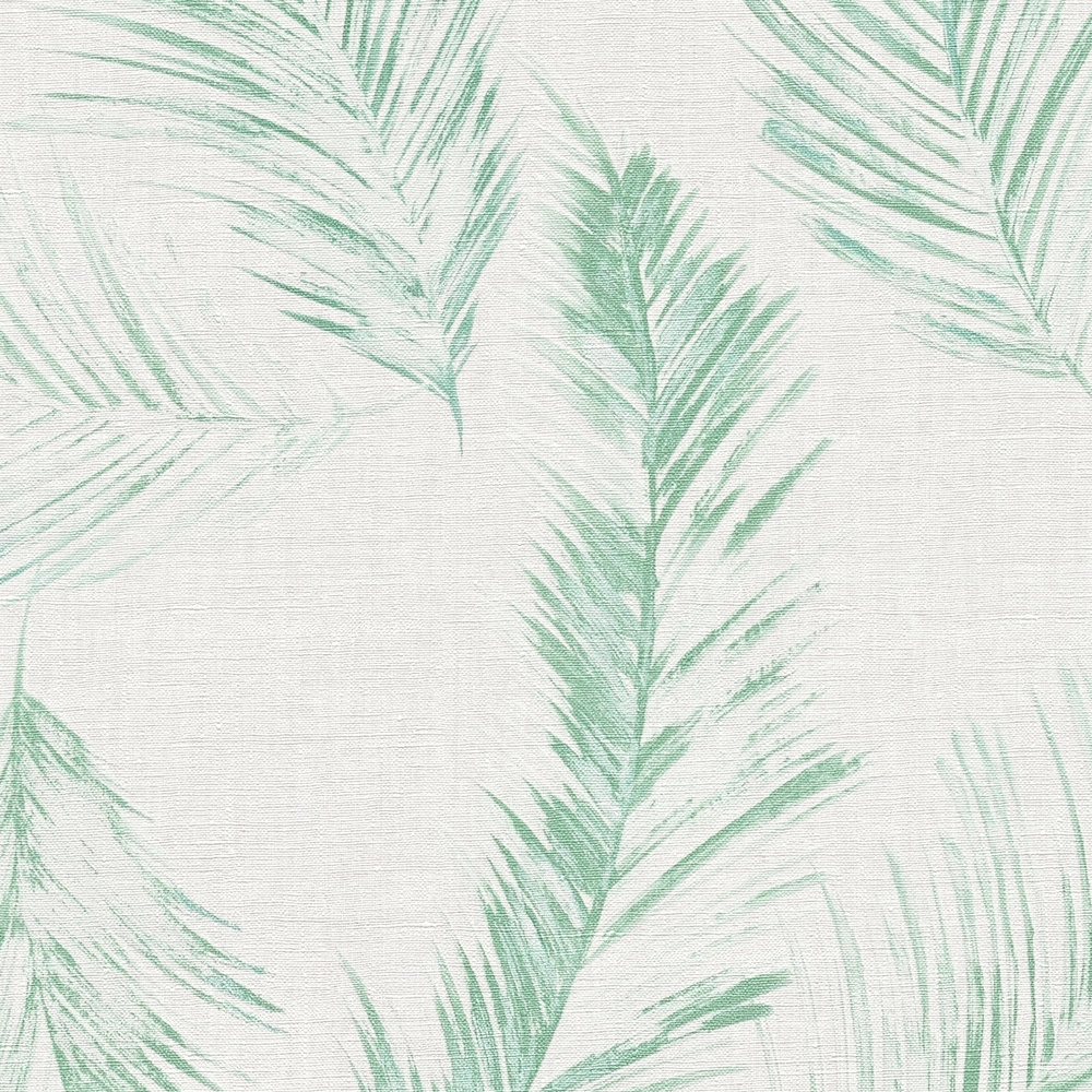             Non-woven wallpaper feather design in watercolour style - blue, green
        