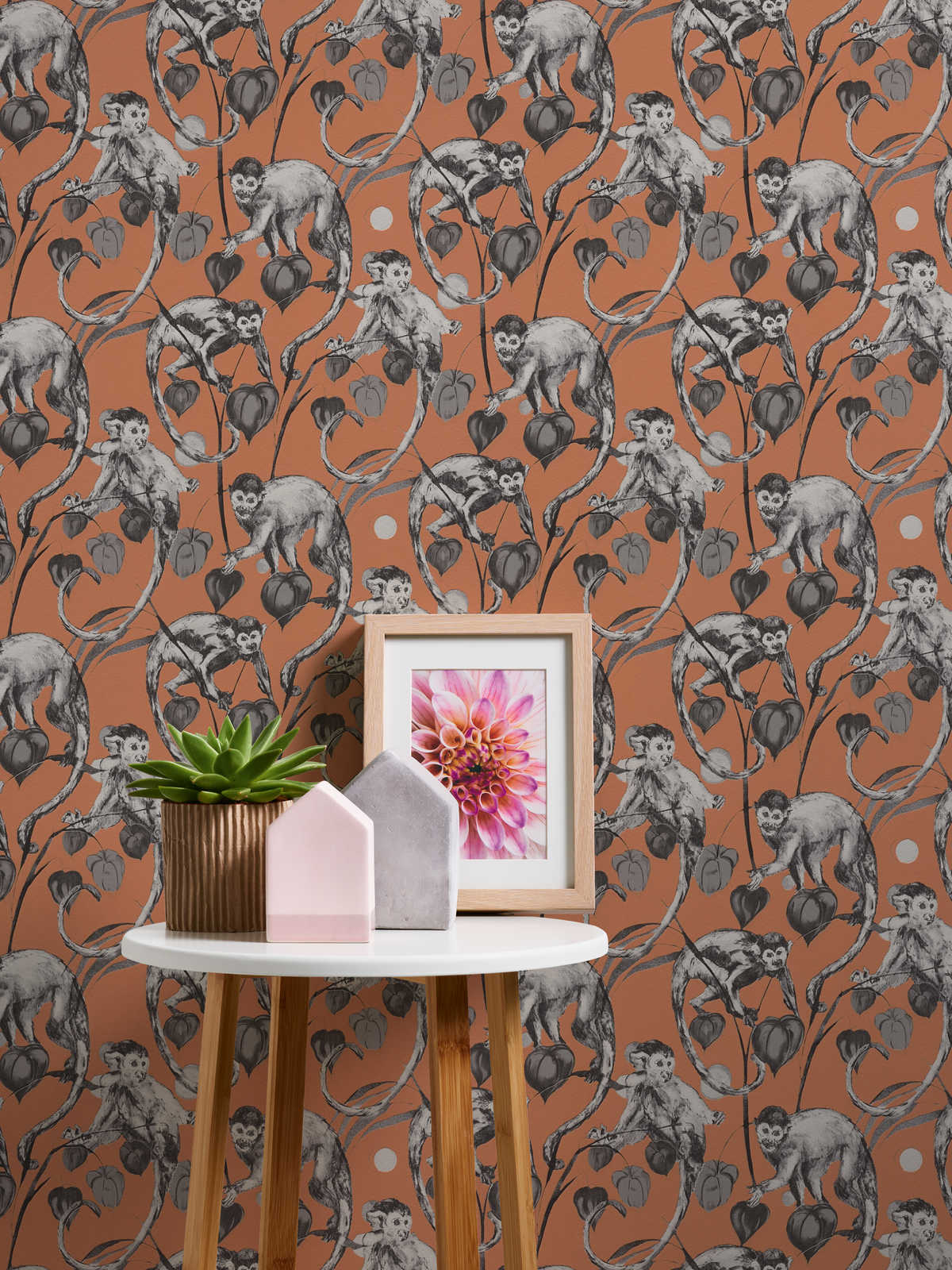             MICHALSKY papier peint singe & jungle motif - orange, gris
        