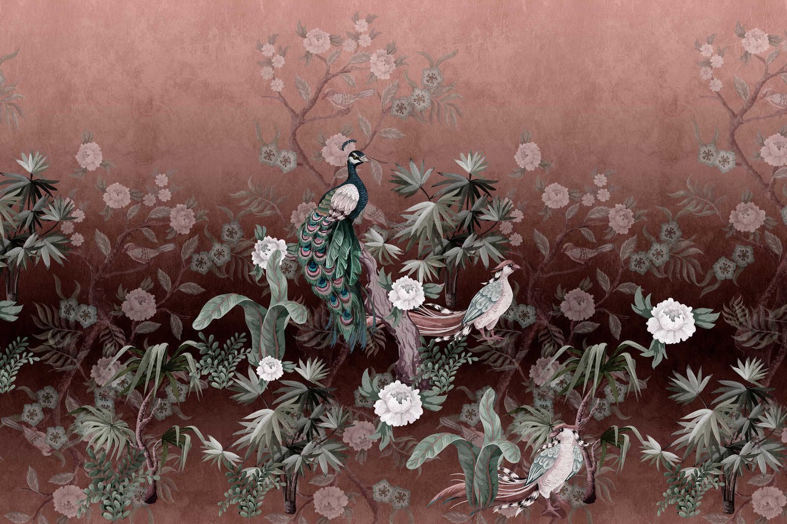             Isola dei pavoni 1 - Quadro su tela Giardino dei pavoni con fiori in rosa antica - 0,90 m x 0,60 m
        