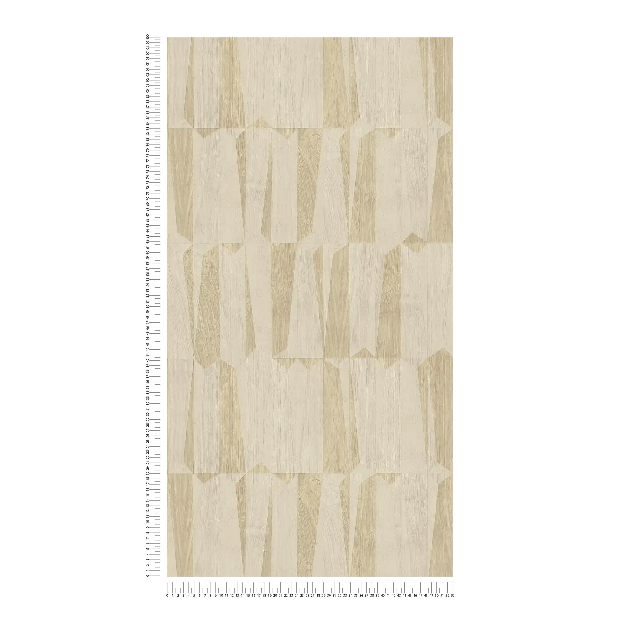             Carta da parati metallizzata con effetto legno in un motivo a sfaccettature - beige, grigio
        