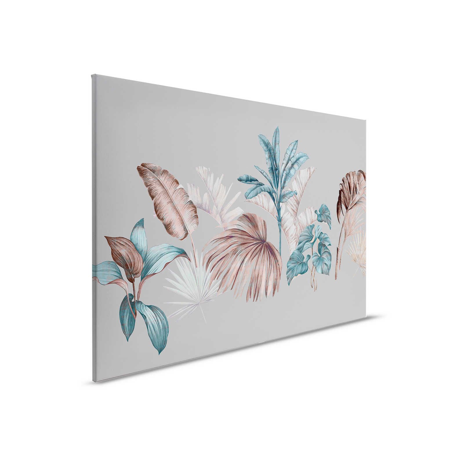         Brasilia 1 - Grey Canvas Painting Tropical Leaves in Petrol & Copper - 0.90 m x 0.60 m
    