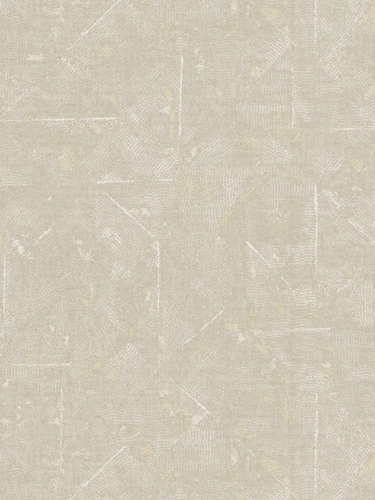 Behang met beige patroon en zilveren accenten - grijs, beige, zilver
