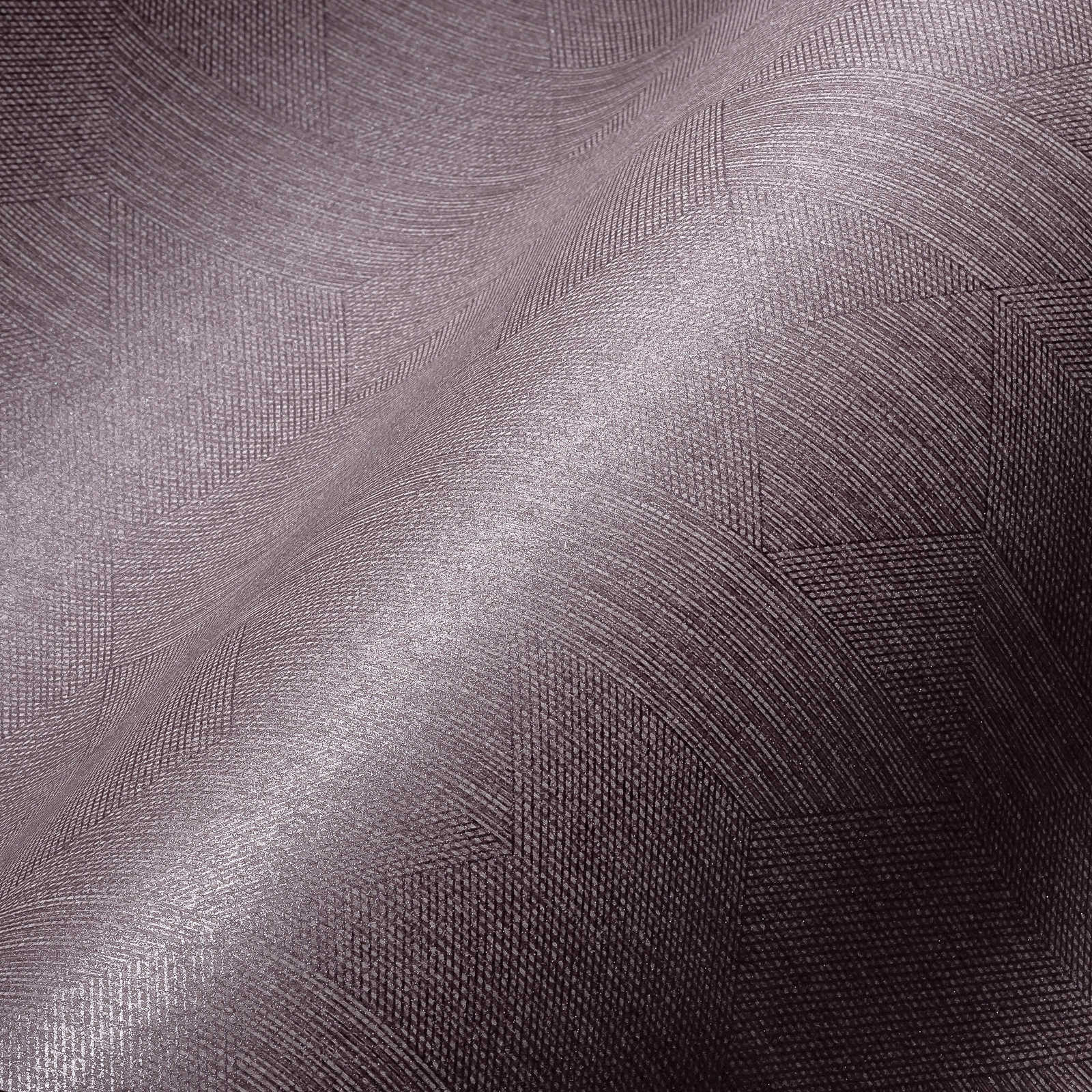             Papel pintado púrpura con motivos tono sobre tono en estilo gráfico - Púrpura, Gris
        
