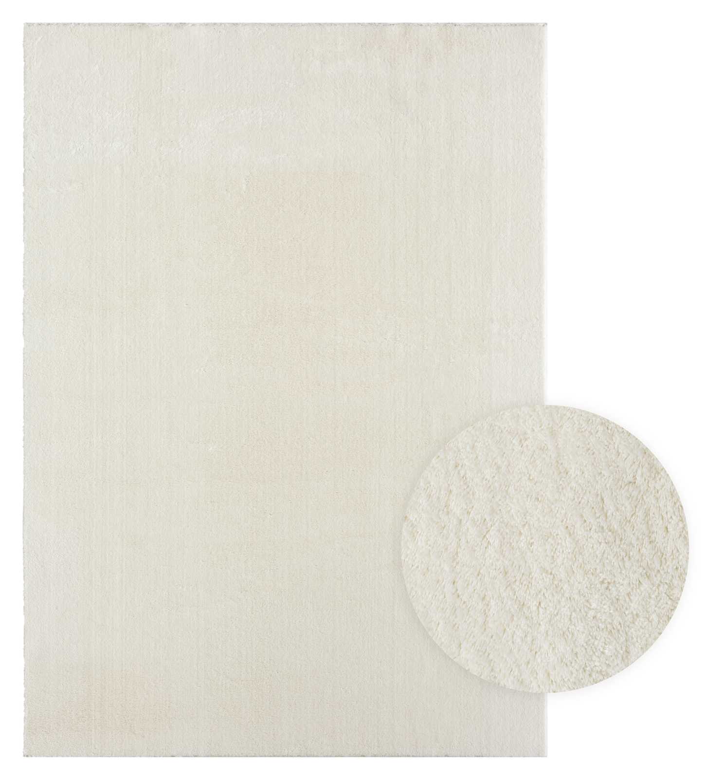             Modieus rond hoogpolig tapijt in crème - Ø 120 cm
        