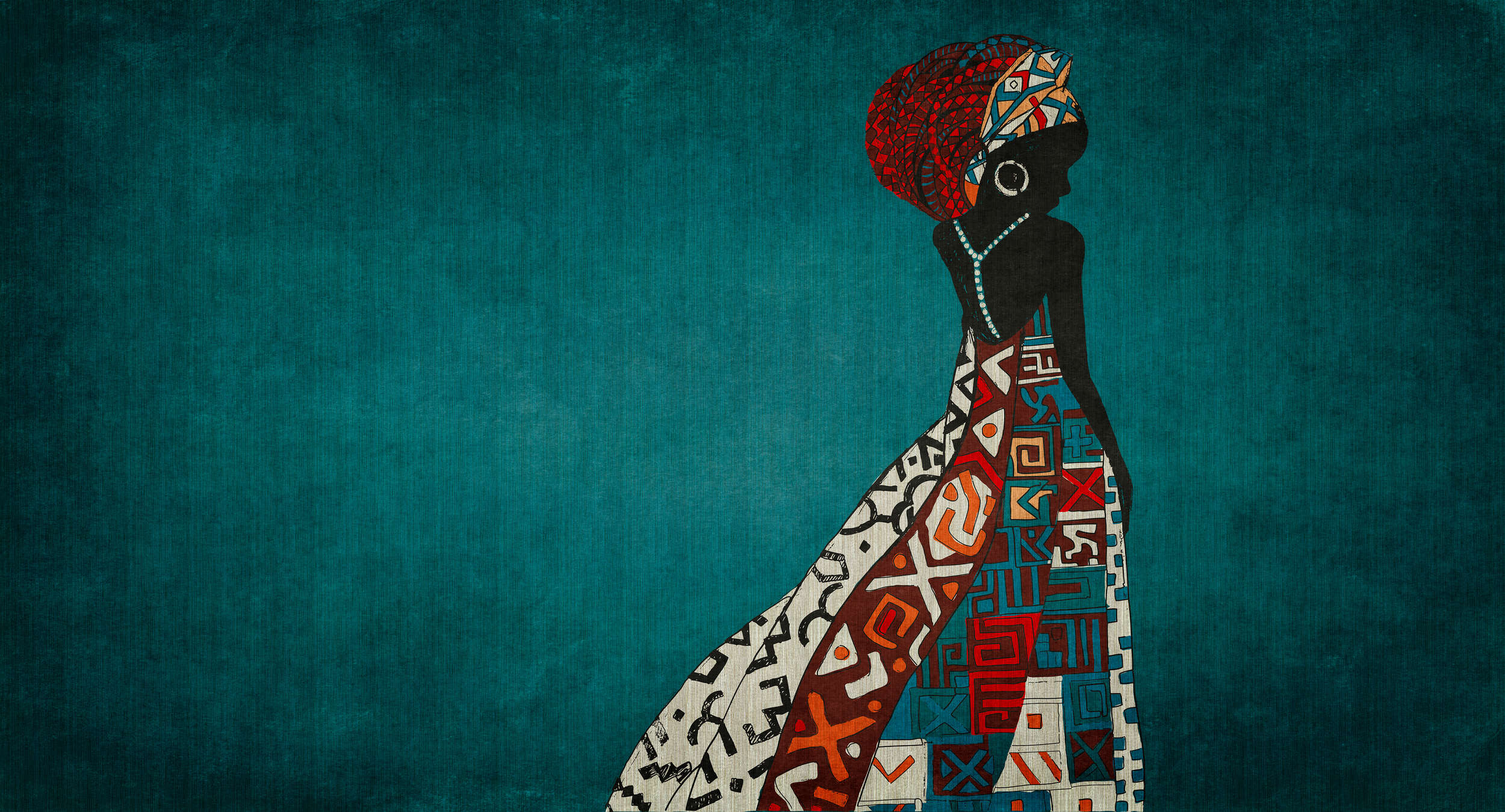             Nairobi 1 - Muurschildering Vrouwen Sillouette Afrikaanse Stijl
        