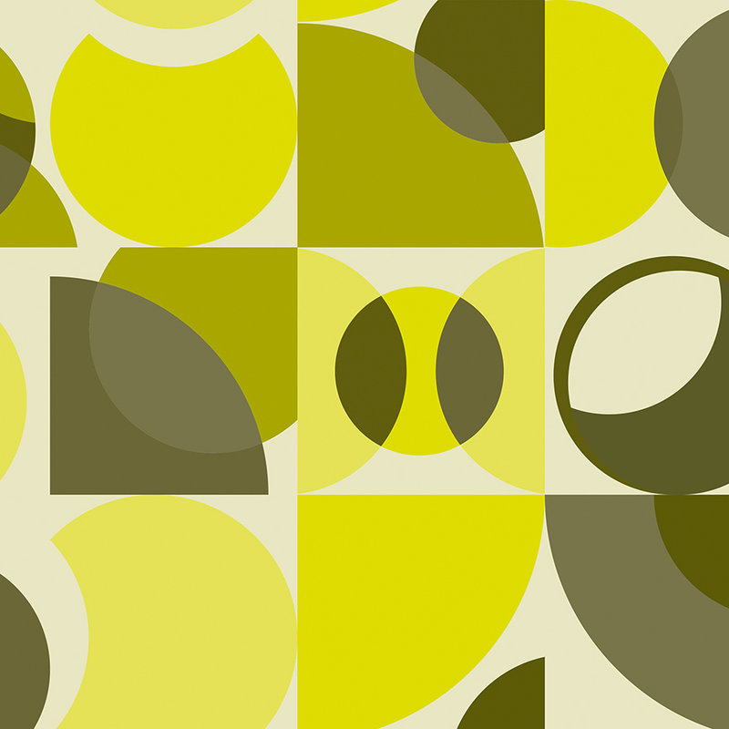 Papier peint rétro à motifs géométriques - jaune, vert, gris
