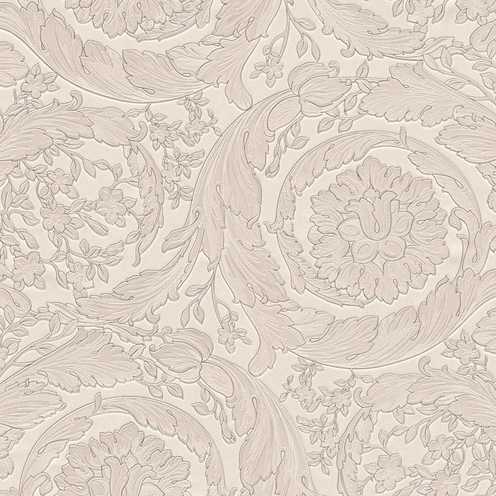             Papier peint VERSACE motif floral ornemental avec éclat métallique - marron, crème
        