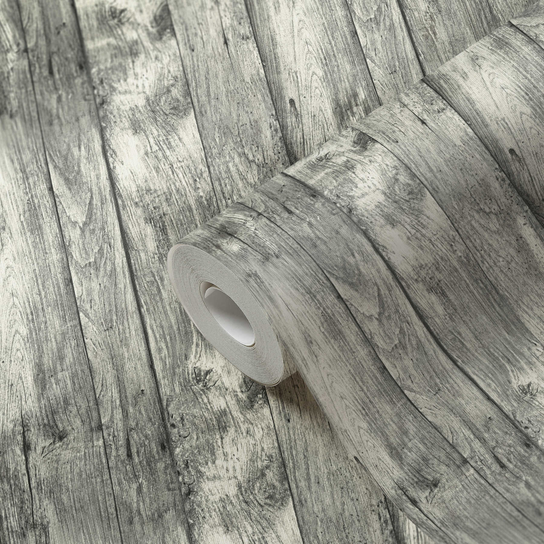             Carta da parati effetto legno 3D in look industriale - grigio
        
