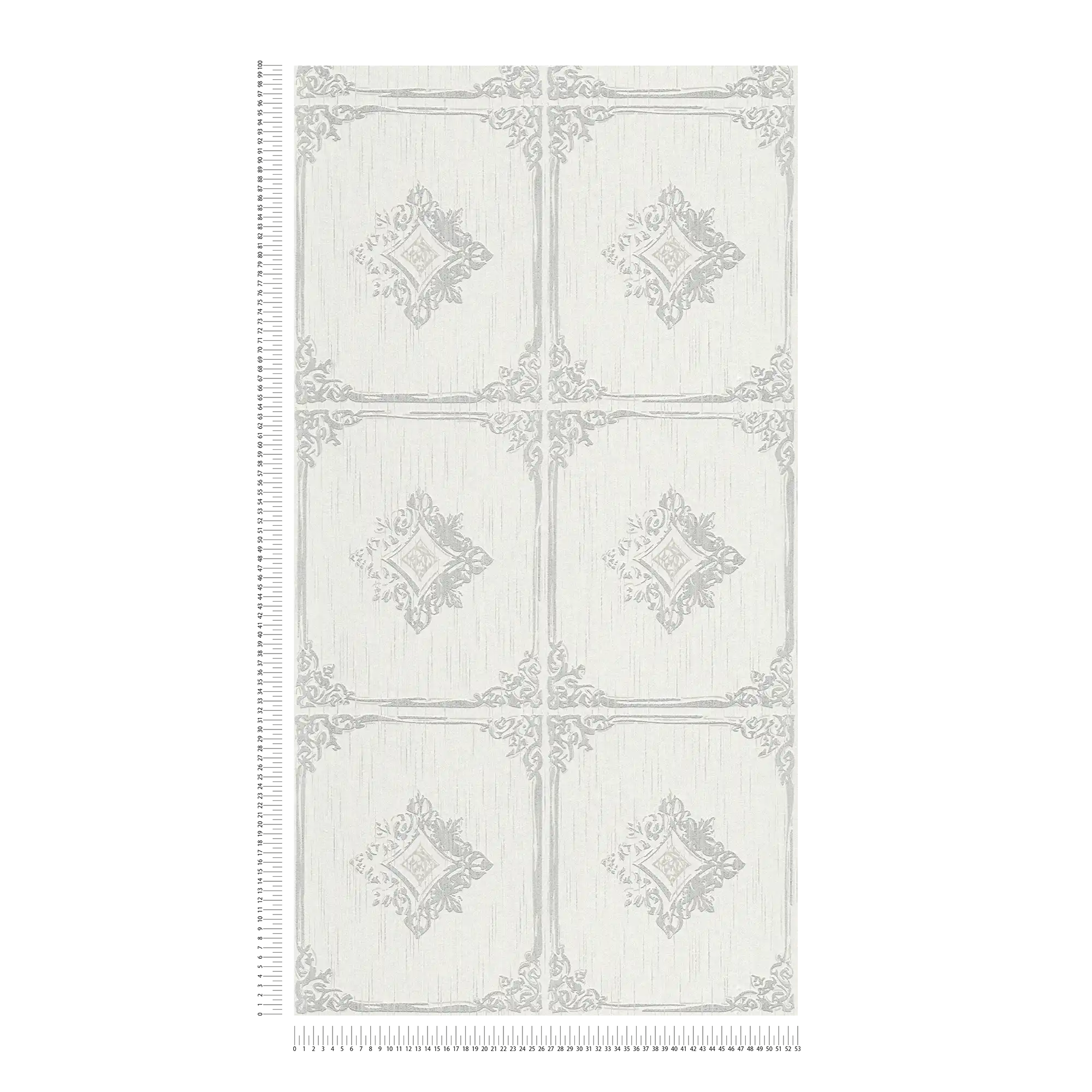             Wallpaper vintage stucco design with ornament coffers - grey, white
        