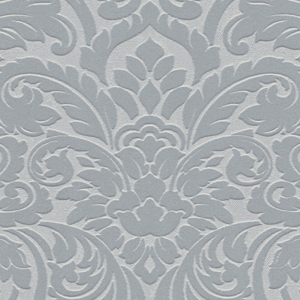             Metallic baroque wallpaper with 3D texture embossing - grey
        