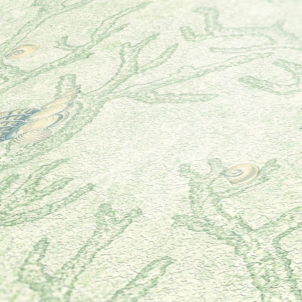             Papel pintado no tejido VERSACE motivo coral y estrella de mar - verde
        