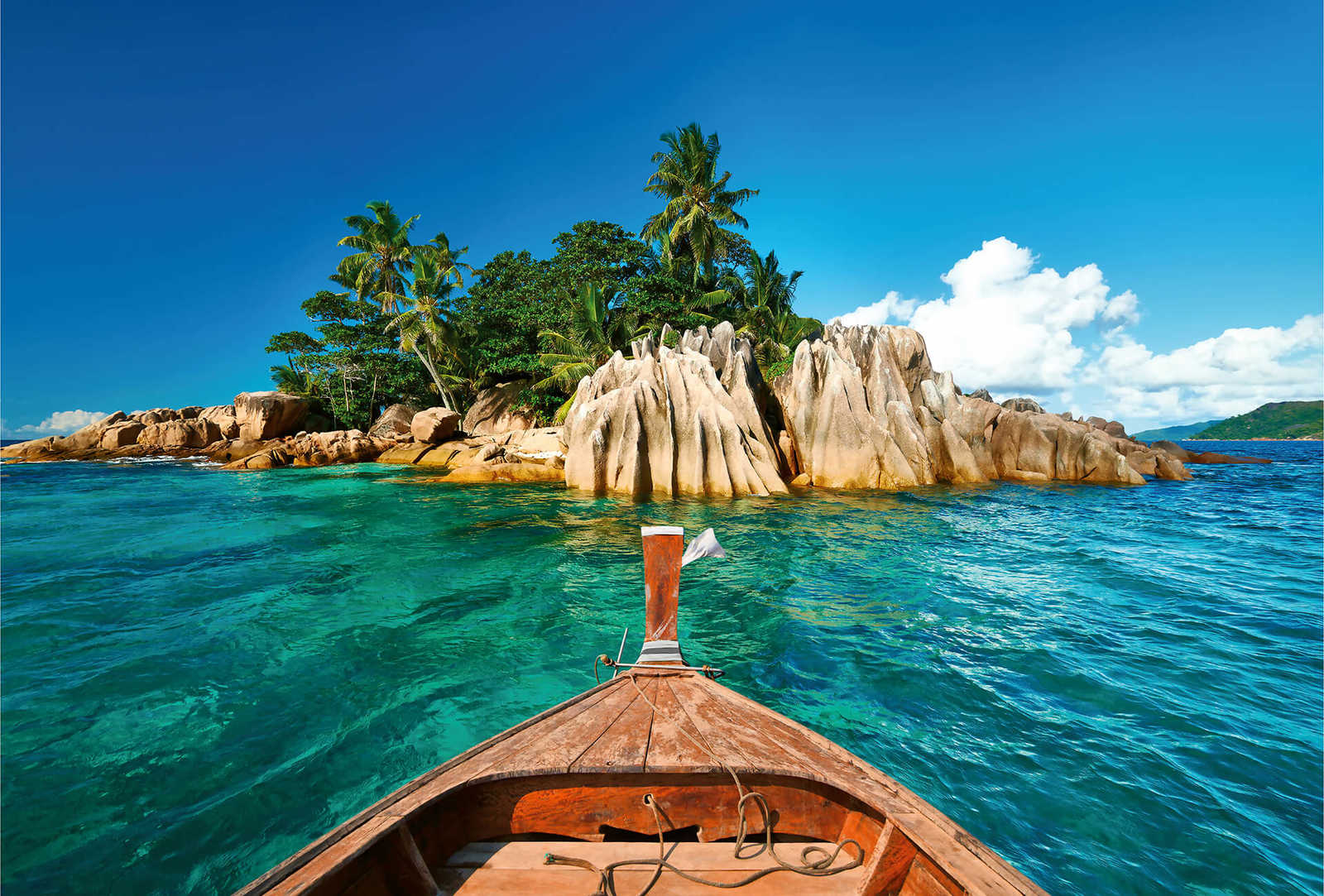         Photo wallpaper Seychelles island in the sea - blue, brown, green
    