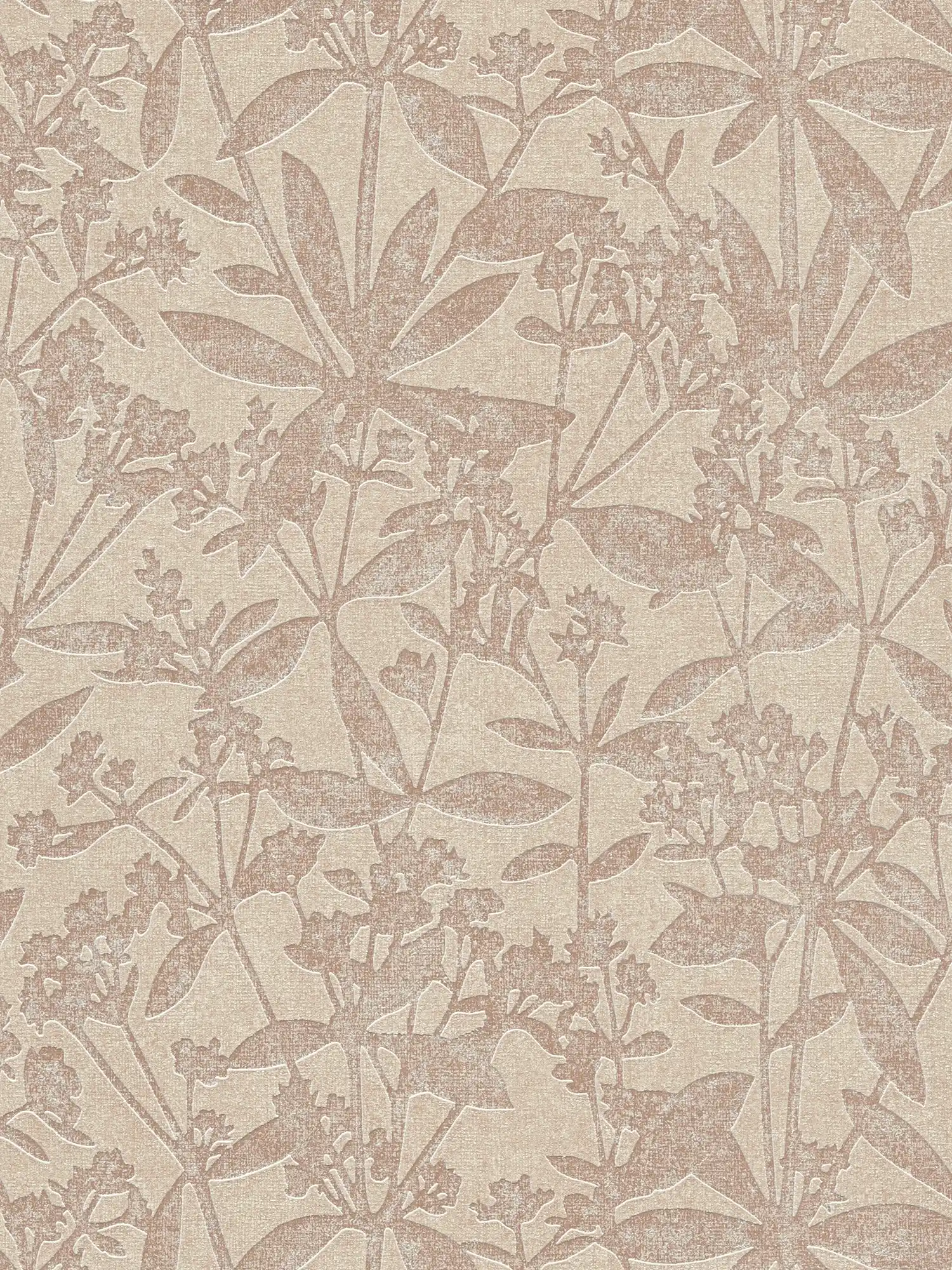 Papier peint intissé floral avec motif à fleurs - beige
