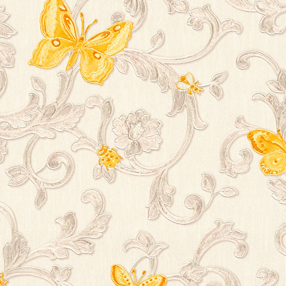             Wallpaper VERSACE with butterflies & ornaments - cream, gold
        