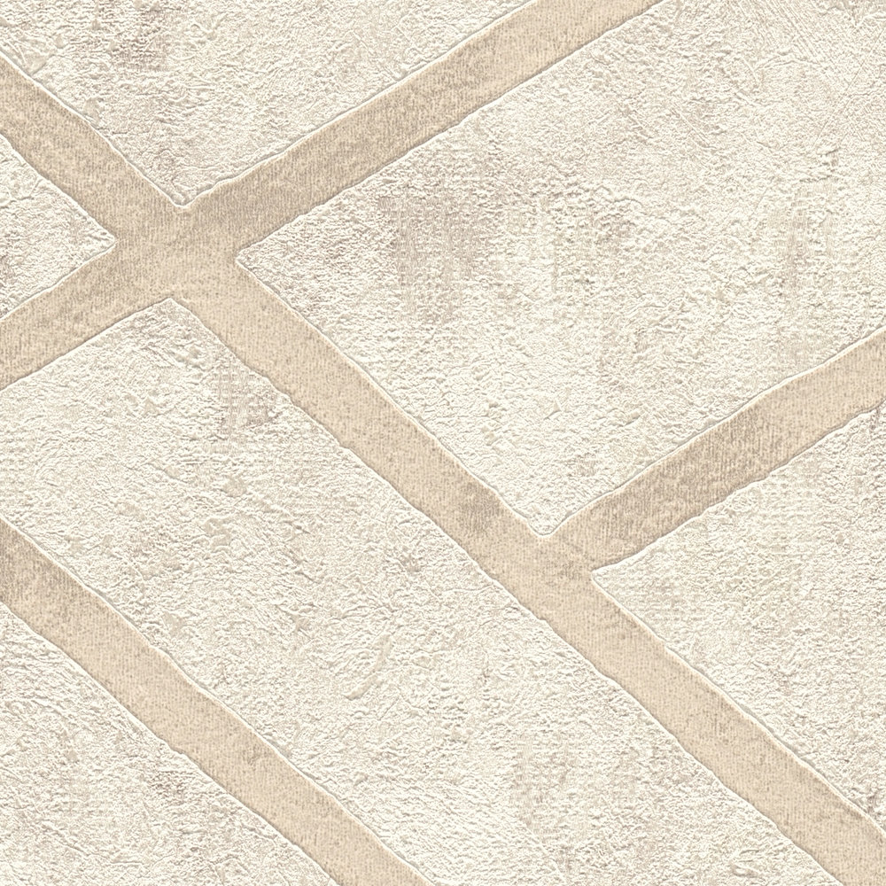             Concrete wallpaper with golden lines pattern - cream
        