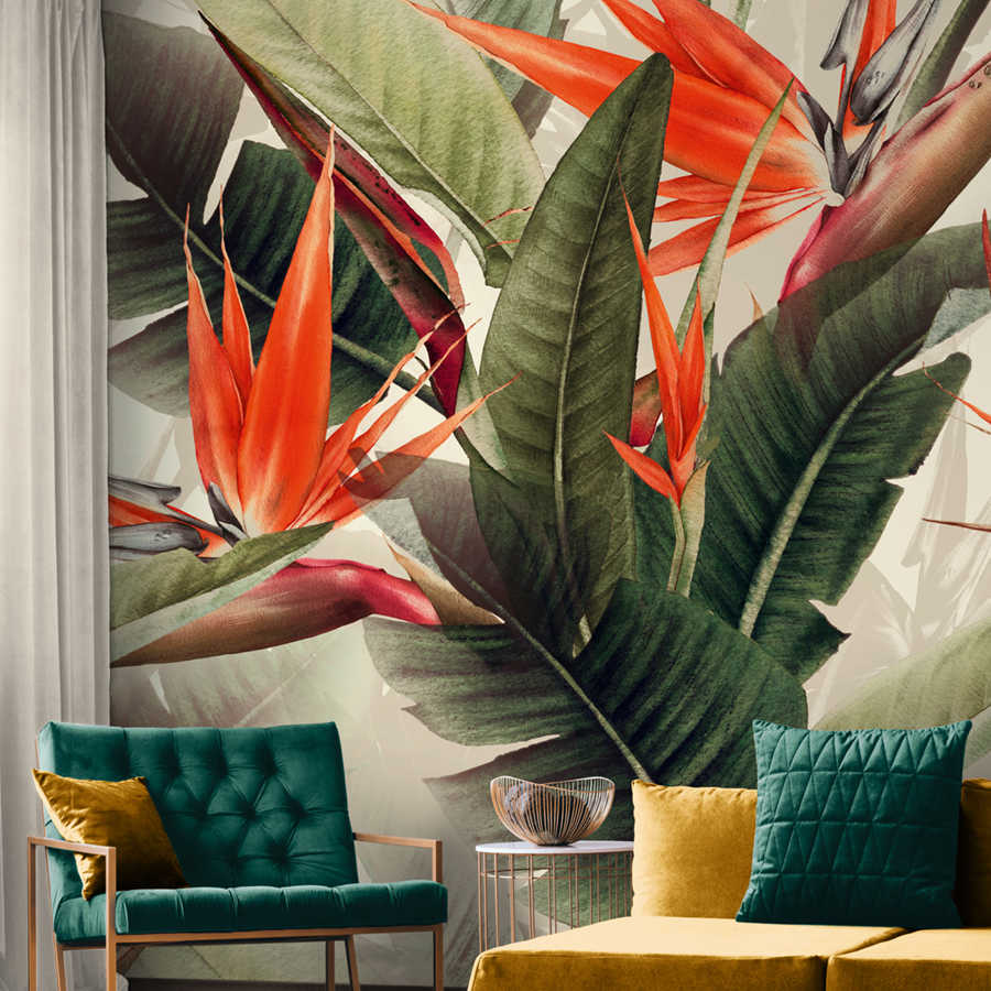         Photo wallpaper jungle leaves & bird of paradise flower
    