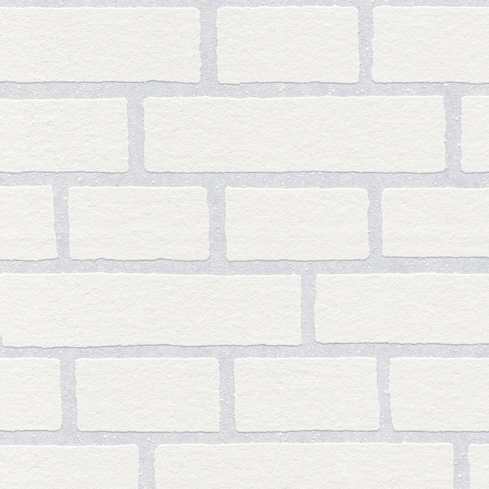             Masonry wallpaper to paint over, with 3D effect - White
        