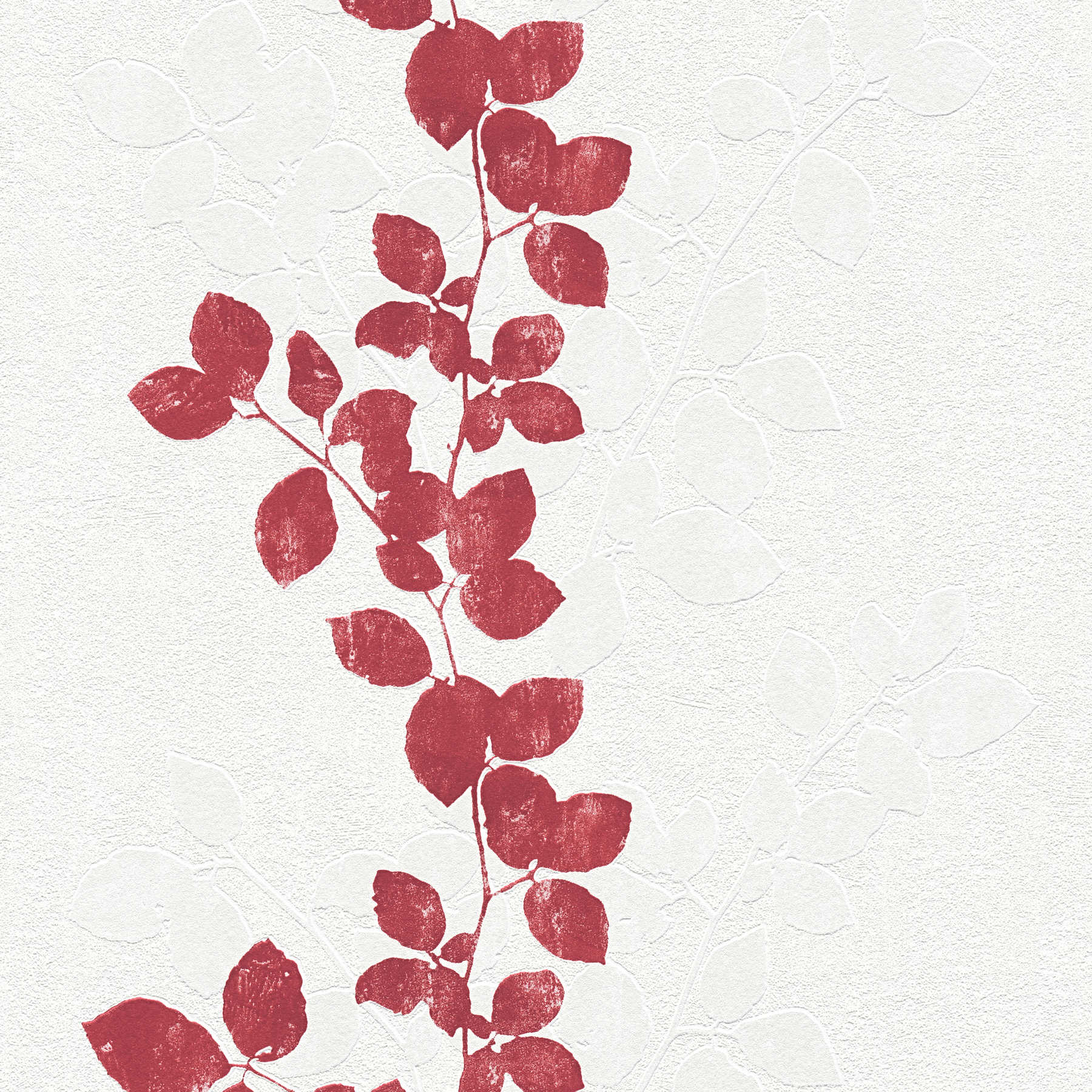             Plaster optics wallpaper with leaf tendrils & texture effect - cream, red
        