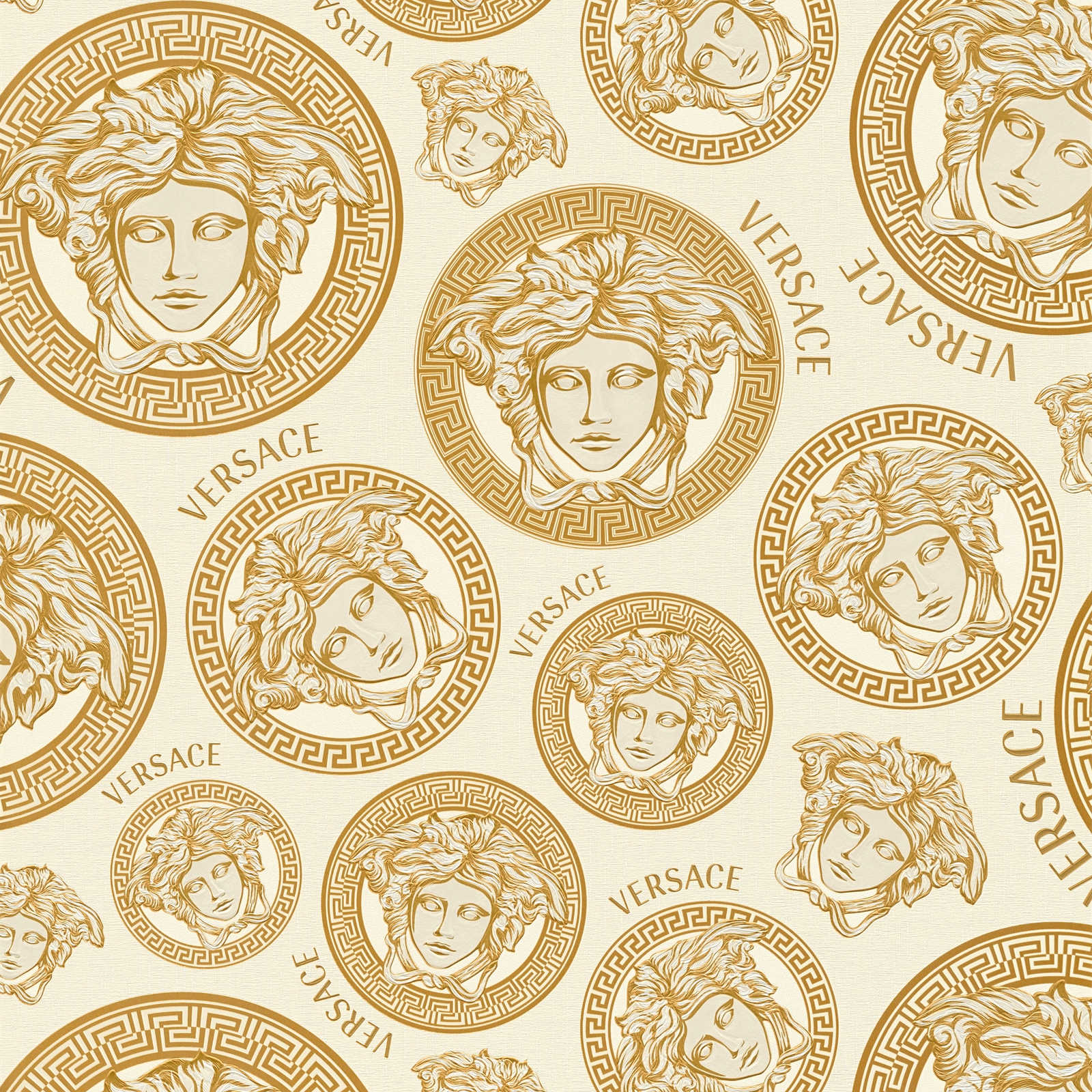         VERSACE wallpaper gold design with Medusa emblem - cream
    