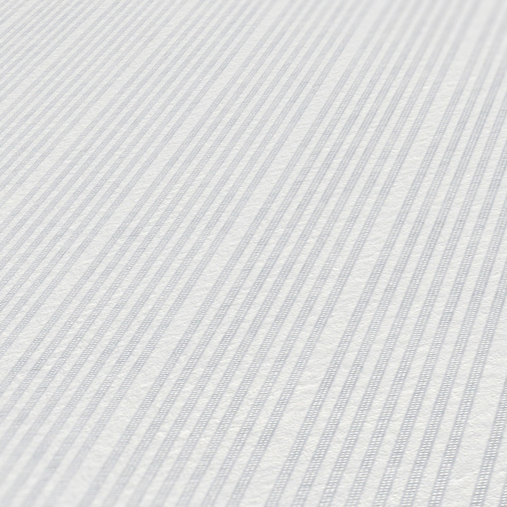             Carta da parati in tessuto non tessuto rivestita con motivo a righe verticali - bianco
        