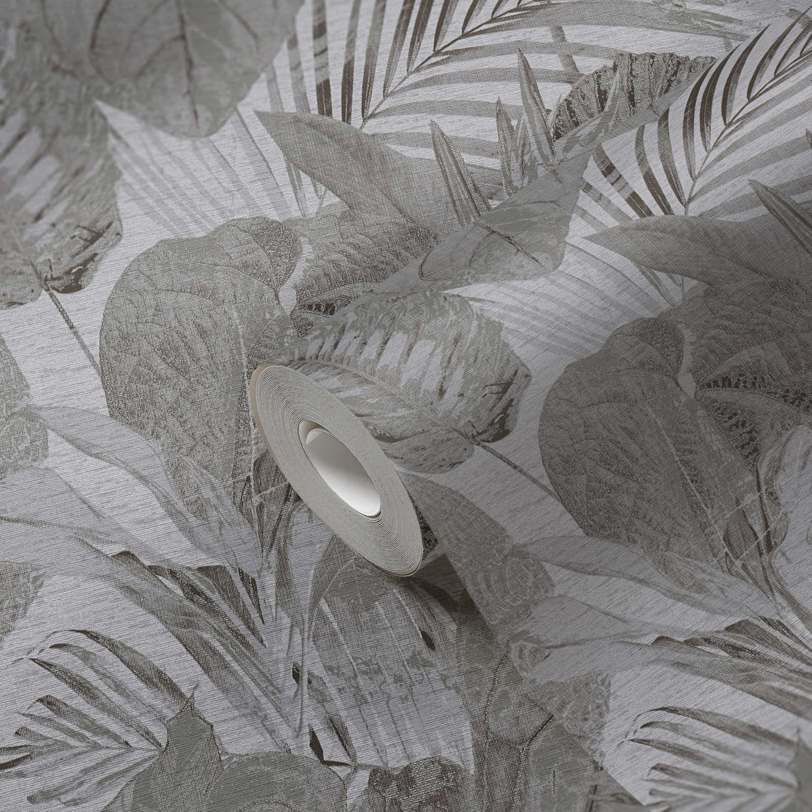             Onderlaag behang met junglepatroon licht gestructureerd, mat - grijs, antraciet
        