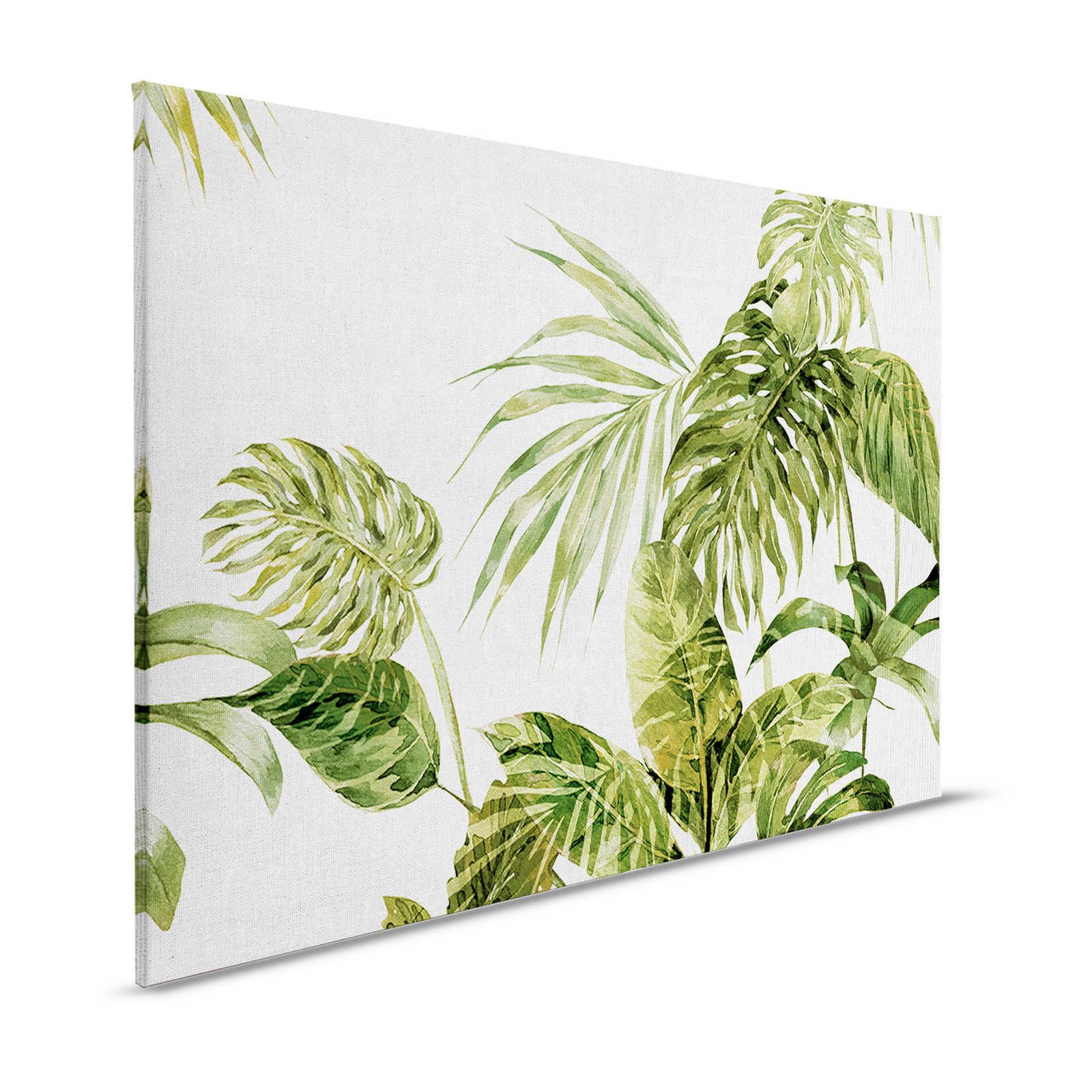 Tela tropicale che dipinge le foglie di Monstera in stile acquerello - 1,20 m x 0,80 m
