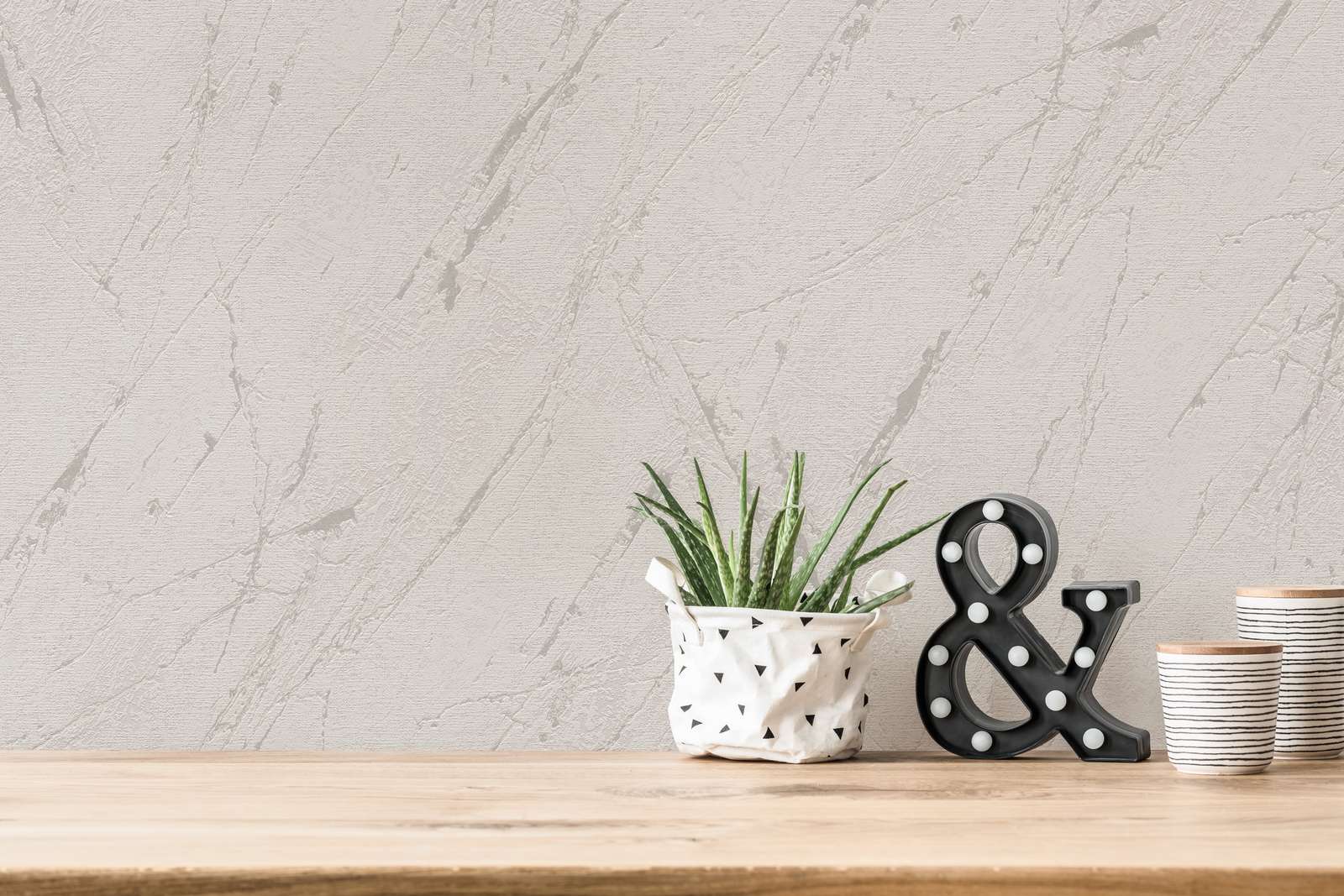             Non-woven wallpaper in plaster look with metallic effect - grey, silver, metallic
        
