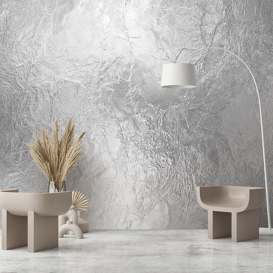 Photo wallpaper »silvie« - ice layer from below - silver grey | light textured non-woven
