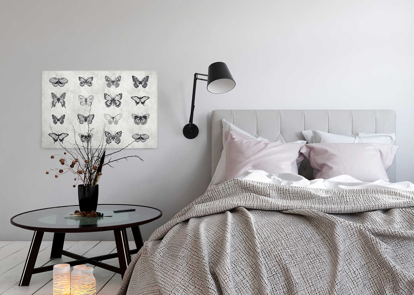             Butterfly Canvas Painting Black & White Drawings - 0.90 m x 0.60 m
        