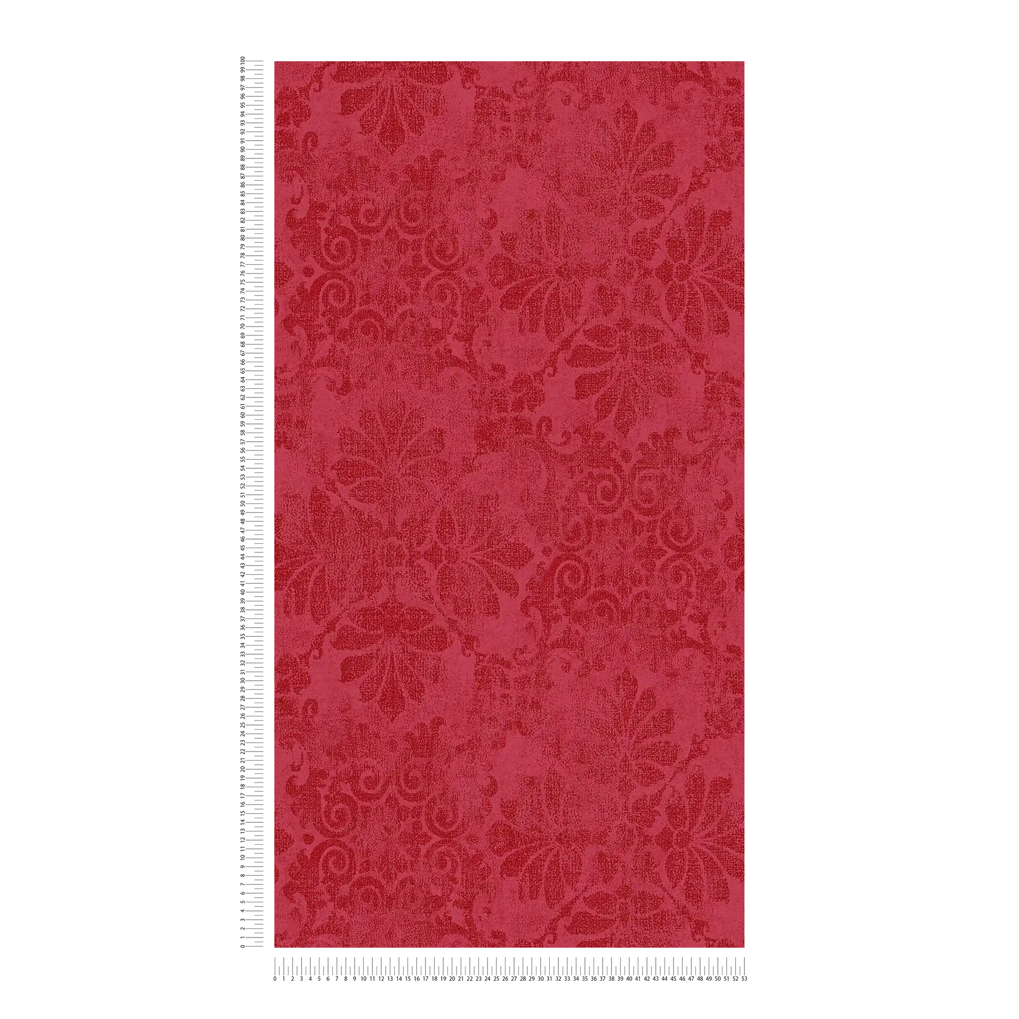             Papier peint à motifs avec ornements floraux dans le style vintage - rouge, métallique
        