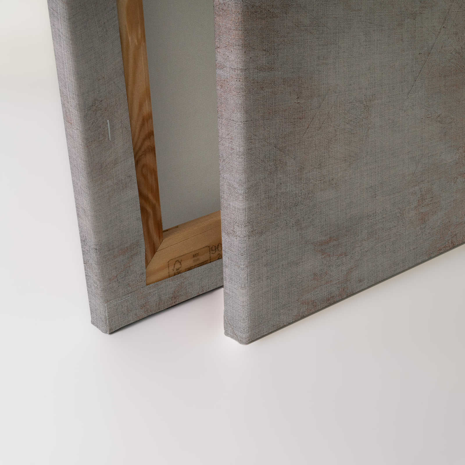             Big three 2 - Quadro su tela, struttura in lino naturale effetto cemento con bufalo - 0,90 m x 0,60 m
        