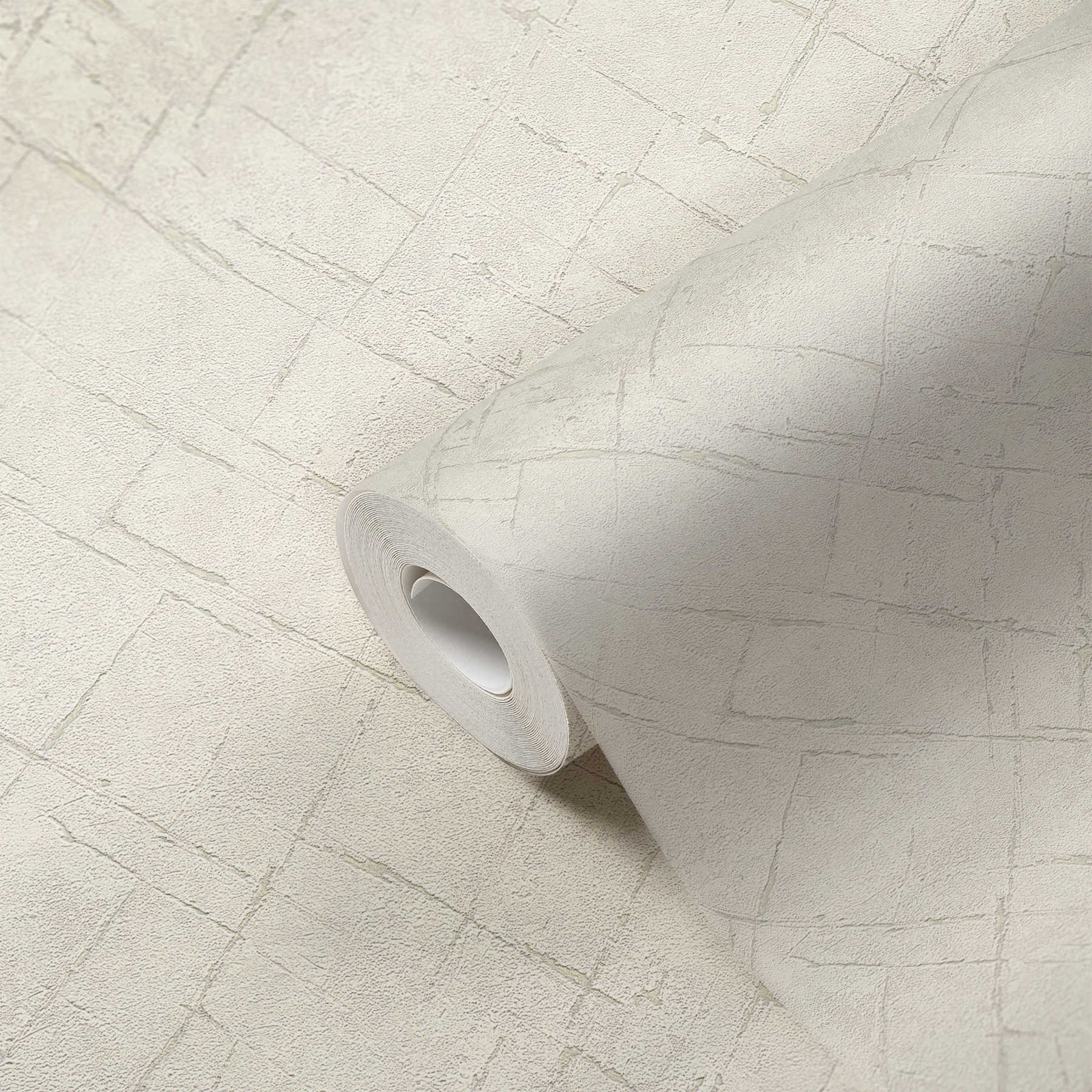             Papier peint intissé aspect plâtre dans le look usé - blanc, gris
        