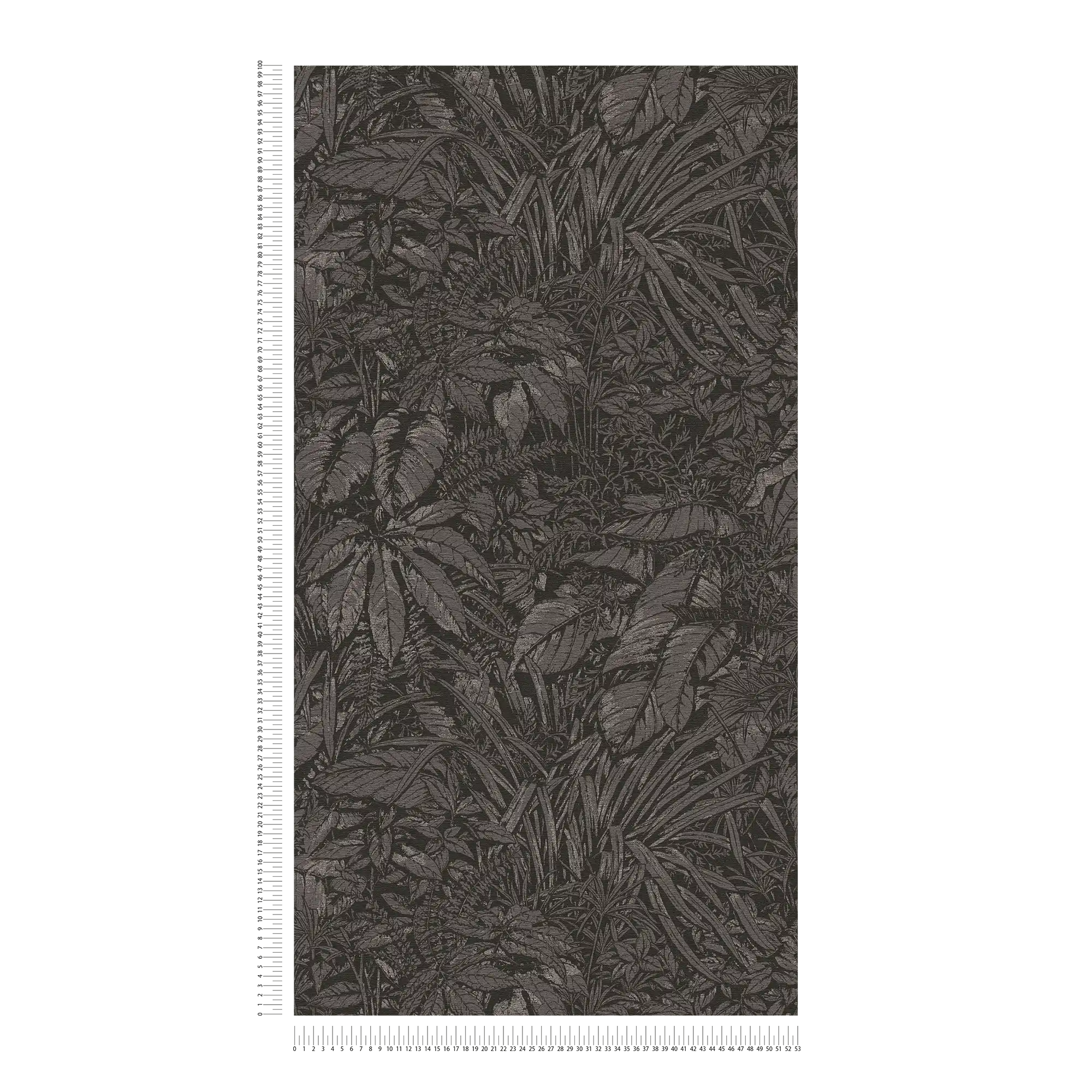             papier peint en papier intissé floral avec motif jungle - noir, gris, argenté
        