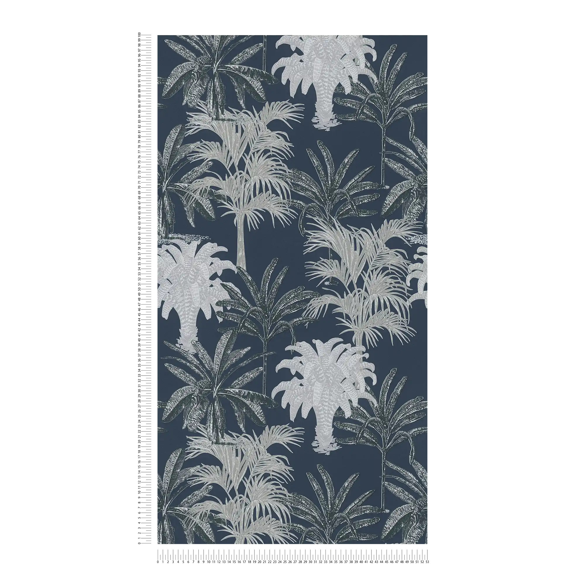             Papier peint palmier MICHASLKY bleu foncé avec motifs structurés - bleu, gris
        