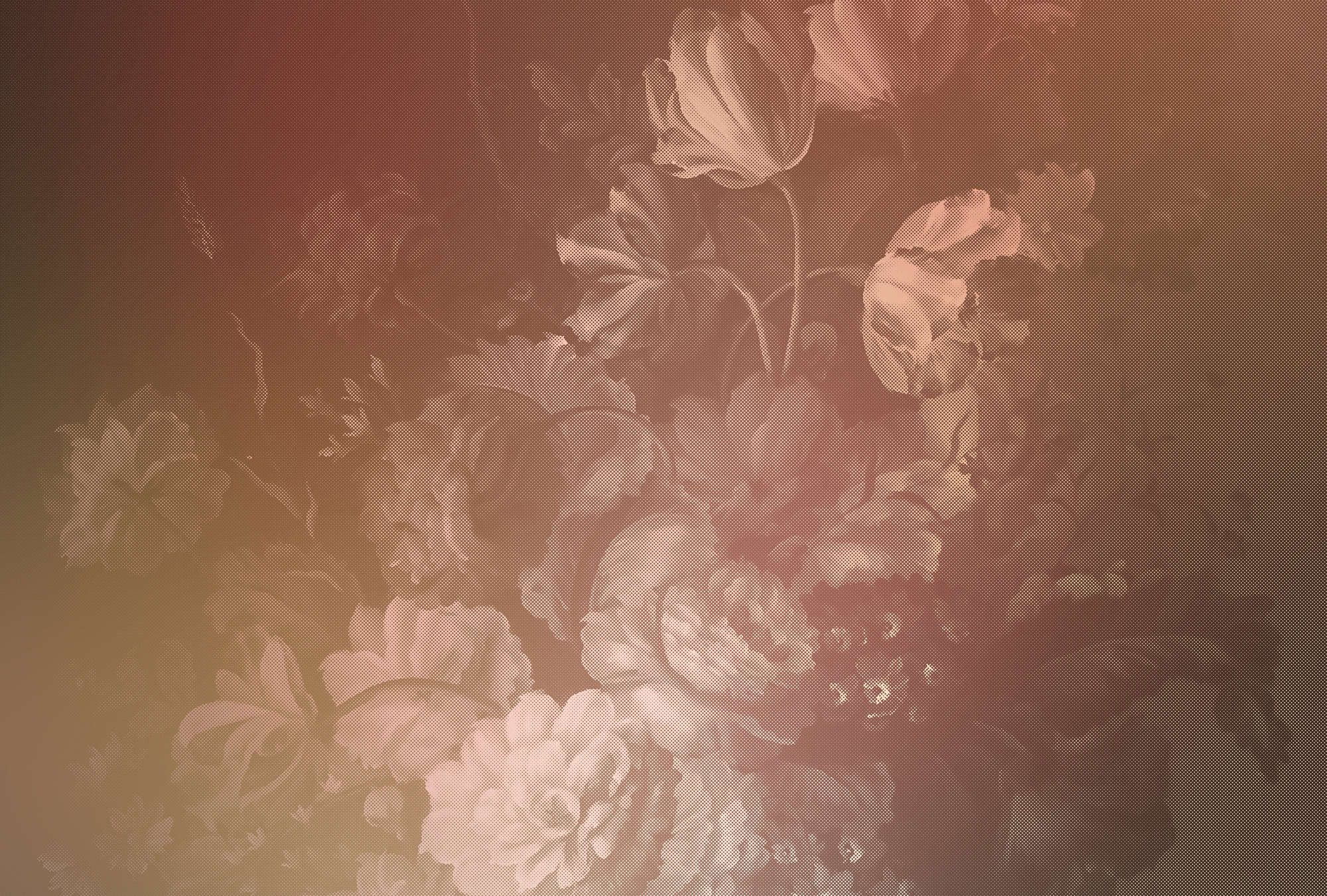             Olandese pastello 3 - Bouquet di carta da parati in stile floreale olandese - Rosa, Rosso | Madreperla in vello liscio
        