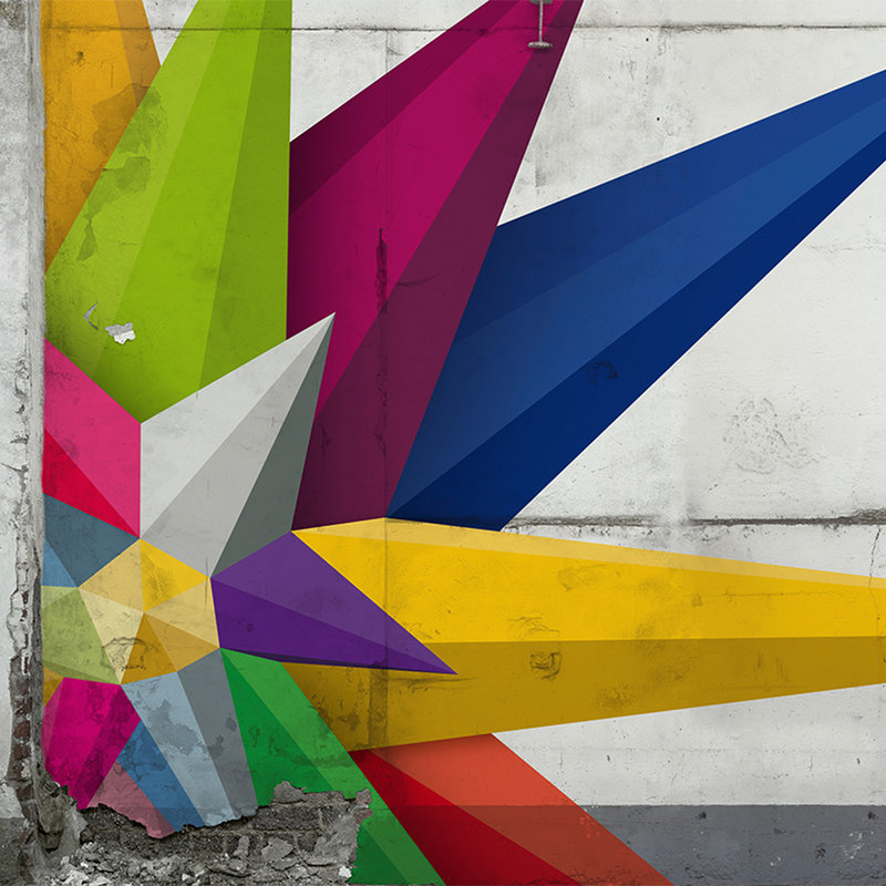        Photo wallpaper concrete look with graphic design - colourful, grey, blue
    