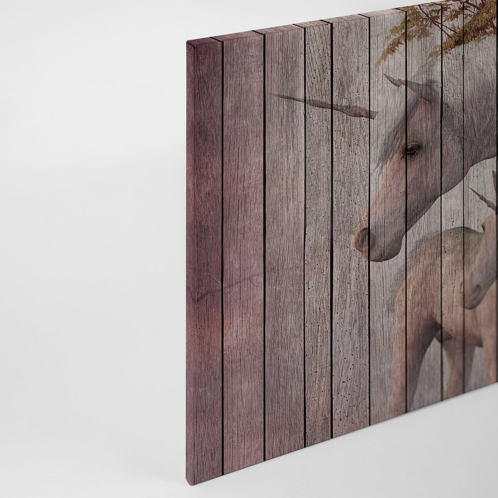             Fantasy 4 - Unicorn & Wood Look Canvas Painting - 0.90 m x 0.60 m
        