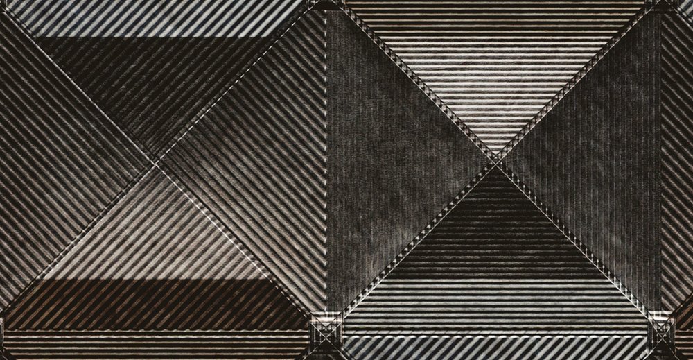             De rand 1 - 3D Digital behang met ruitvormig metalen ontwerp - Bruin, Zwart | Premium gladde fleece
        