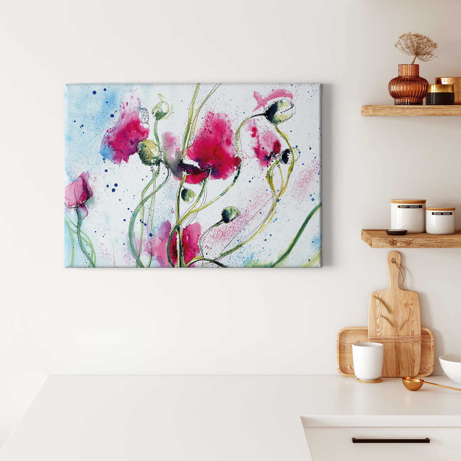             Canvas print poppies, bright watercolour painting
        