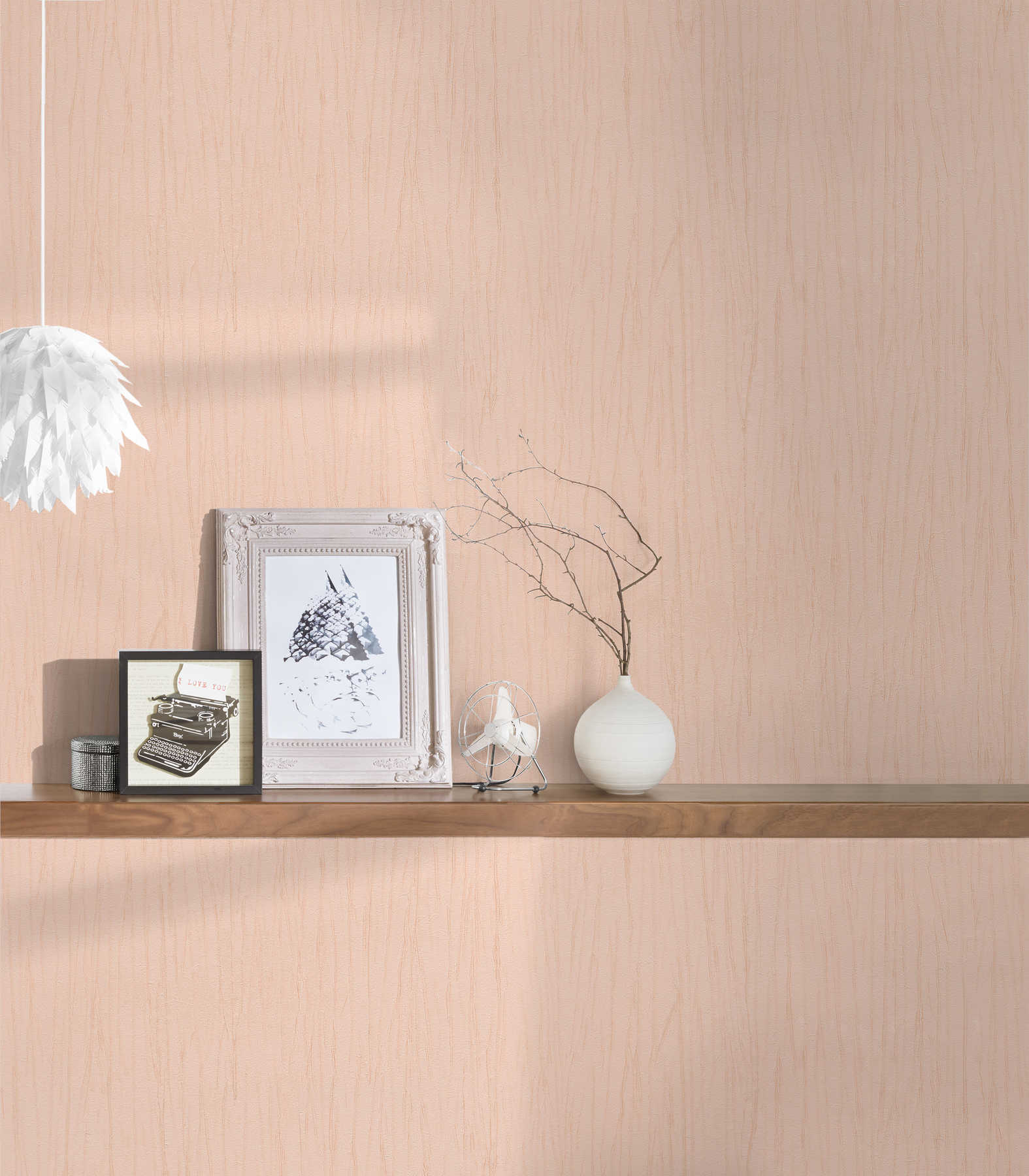             Wallpaper pink glitter effect & embossed texture with nature design
        