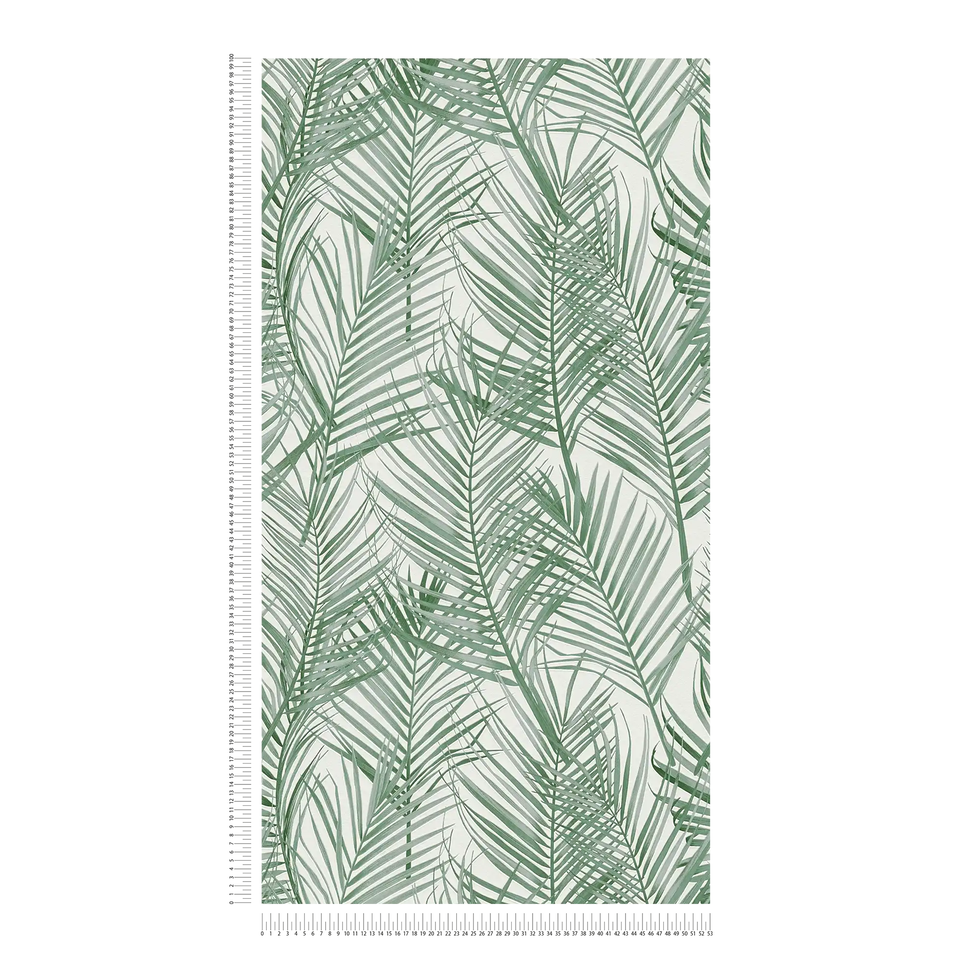             Carta da parati in tessuto non tessuto con motivo a grandi palme - verde, bianco
        