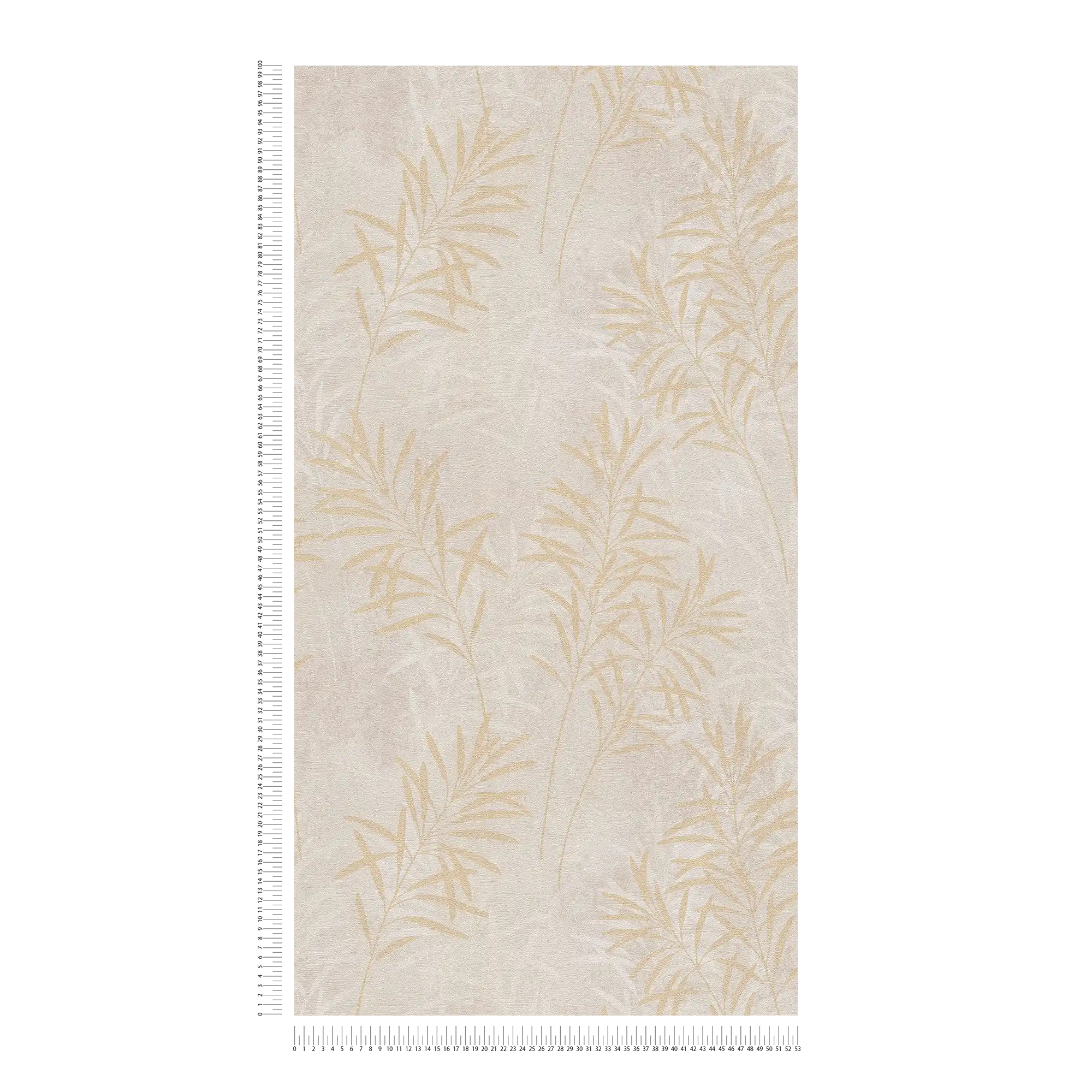            Carta da parati in tessuto non tessuto con motivo floreale a palma - crema, grigio, oro
        