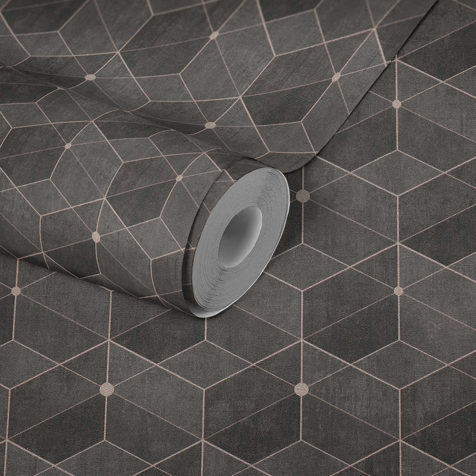             Retro wallpaper with graphic pattern & metallic accent - brown
        