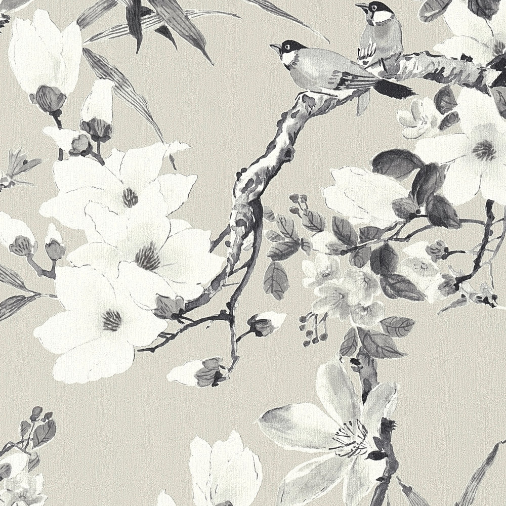             MICHALSKY papier peint à fleurs dans des tons neutres - beige, gris
        