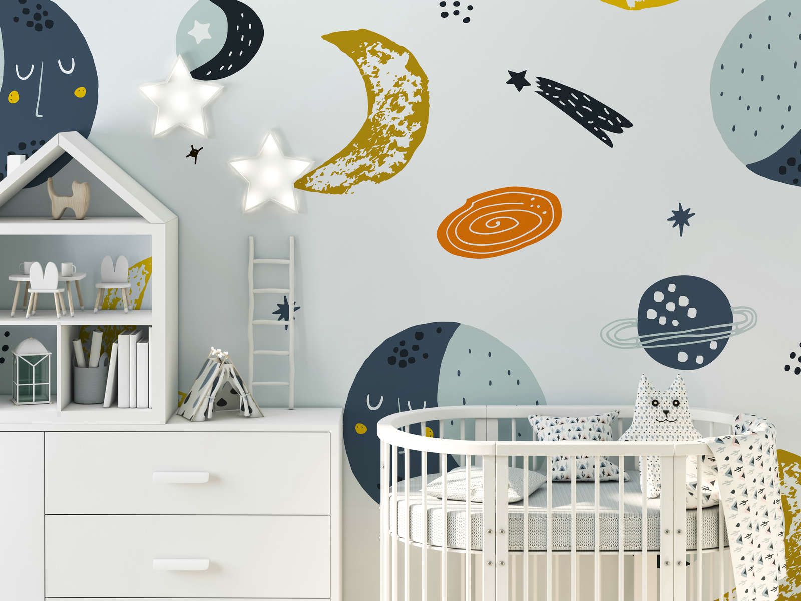             Moons and Shooting Stars Wallpaper - Smooth & pearlescent fleece
        
