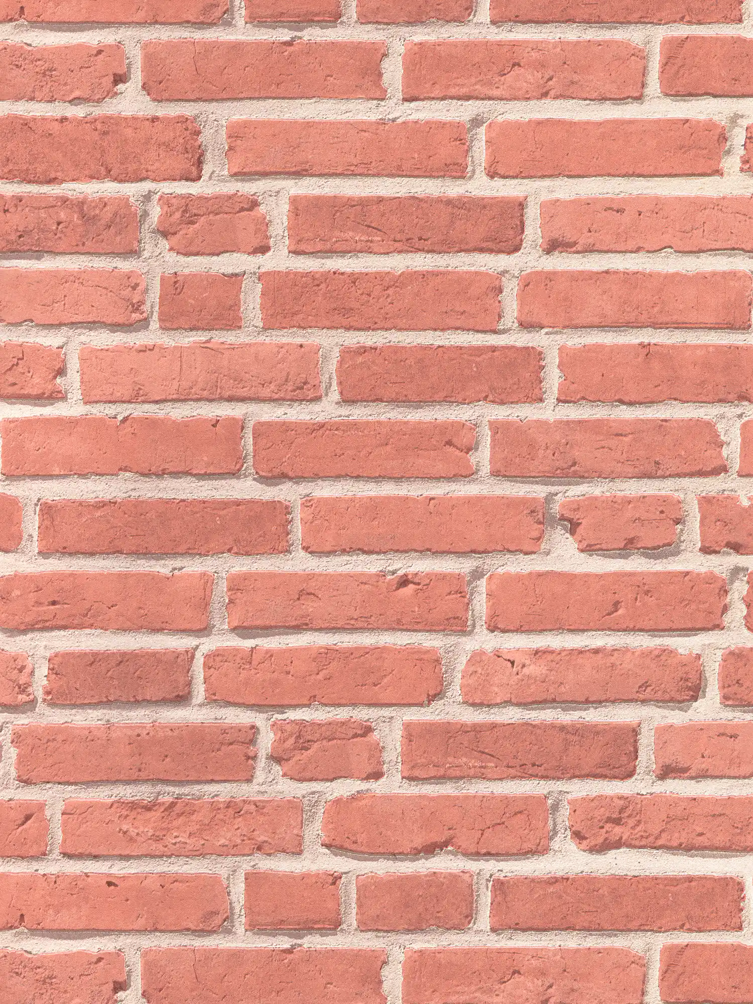 Wallpaper with bricks in clinker look - red, beige
